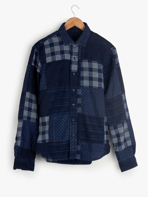Patchwork combo denim shirt